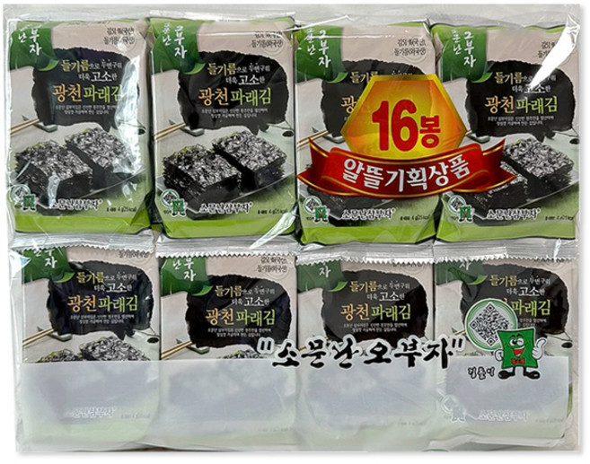 소문난 오부자 들기름 광천파래김 16봉, 4g, 16개