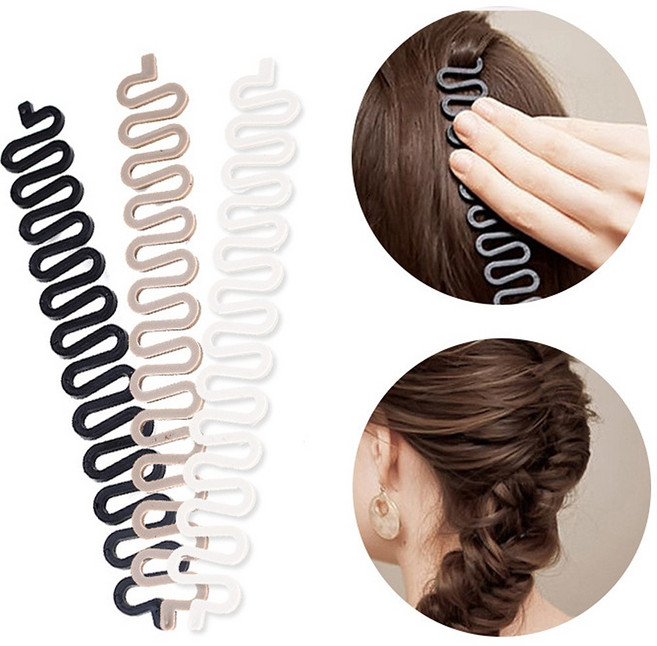 1/2/3p구성 유러피안 포니테일 머리 쉽게 땋기 스틱 도구 디스코 헤어 스타일링, 2개, 1type