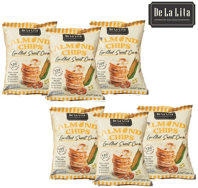 [쿨앤드몰] 데라리타 아몬드칩 그릴드 스위트콘맛, 6개, 25g