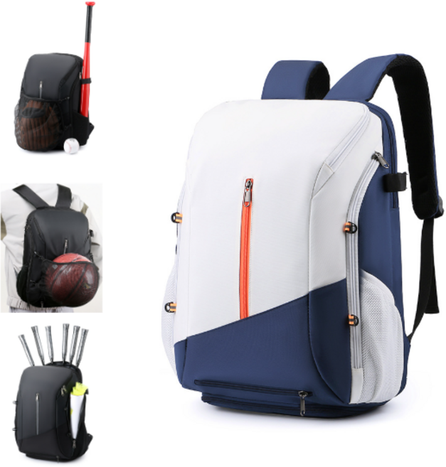 포스텝 신발수납 스포츠 방수 백팩 야구 축구 농구 배드민턴 탁구 테니스 운동 가방, 1개, 화이트블루