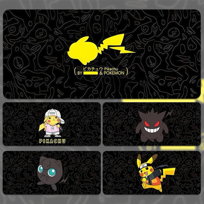포켓몬 피카츄 두께강화 논슬립 게이밍 장패드 검은 바탕 캐릭터마우스패드 백로, 1개, A(800*300*4mm)