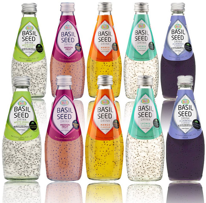 예이니식품 웰 바질시드 드링크290ml 백포도 2개+패션푸르트 2개+망고 2개+리치 2개+블루베리 2개 (총10개) 유튜브주스음료수과일, 10개, 290ml