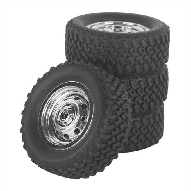 4PCS 60mm 타이어 휠 LDRC LD1297 LD1299 RC 자동차 업그레이드 부품 액세서리, 흑인과 실버