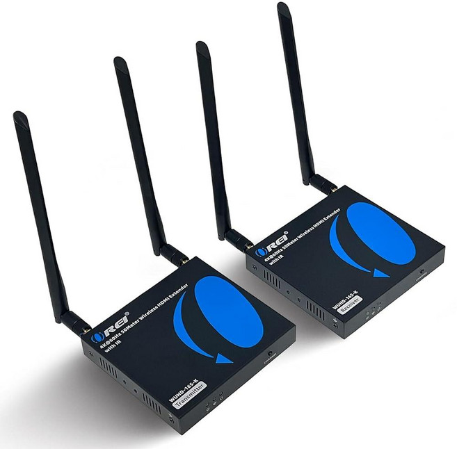 OREI 무선 HDMI 송신기 및 수신기 익스텐더 최대 50.3m(165피트) 1080p 5.1-5.2Ghz 노트북에서 HDTV/프로젝터로 스트리밍에 적합 IR 지원 짧은 대기, 4K@60Hz, TX & RX Kit, 1개