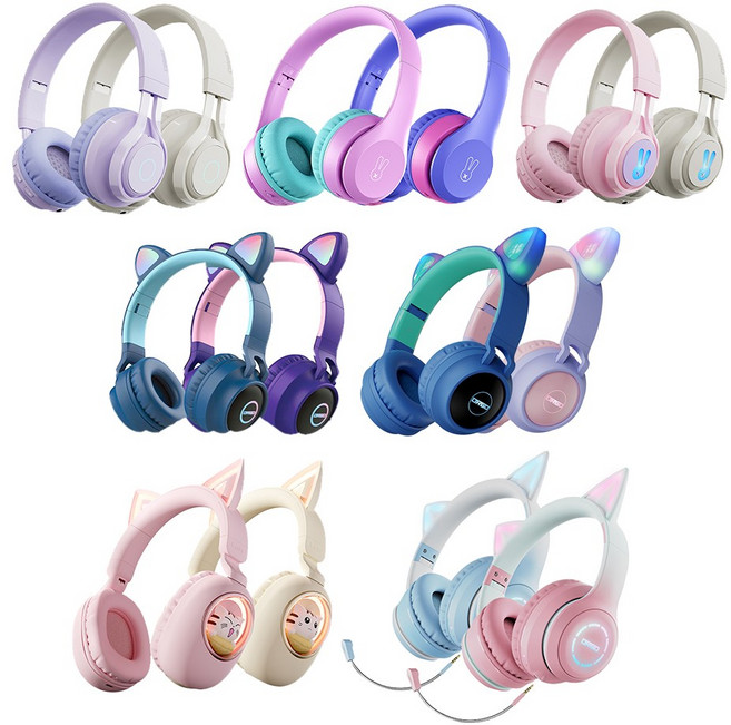 어린이 청력보호 키즈 유아 초등 인강용 블루투스 헤드폰, BH028C, 퍼플