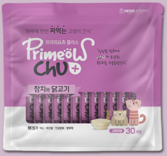 프리미요 츄르 플러스 30P 고양이 짜먹는간식, 30개, 10g, 참치+닭고기