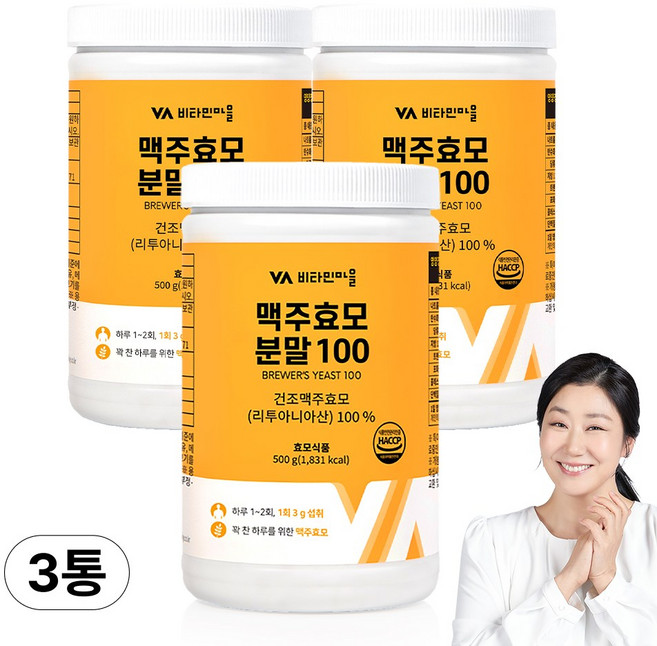 비타민마을 맥주효모분말 100, 500g, 3개