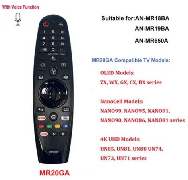 원격제어 리모컨 음성 매직 TV 경찰 원격 제어 AN-MR18BA AN-MR19BA MR20GA AN-MR600 LG AN-MR650A, [05] AN-MR20GA Copy, 03 MR20GA  Copy