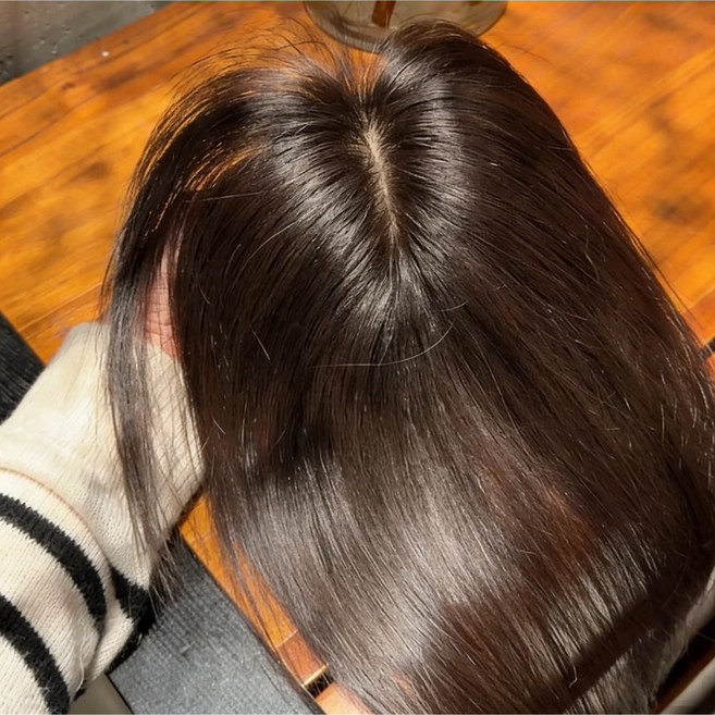 샤일리 여성 인모 정수리 볼륨업 부분가발, 자연블랙+가르마타입, 1개