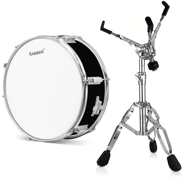 이스턴 코리아 ESN 스네어 드럼 15 x 6 인치 스탠드 옵션, 블랙 스네어 드럼 + 스탠드, 1개