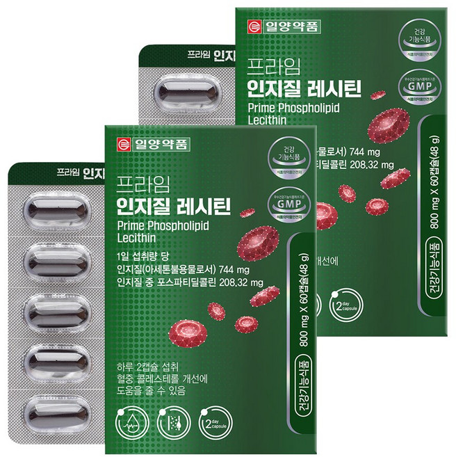 일양약품 프라임 인지질 레시틴 60p, 60정, 2개