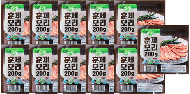 다향 훈제오리 200gx11팩 + 소스증정(머스타드소스), 200g, 11개