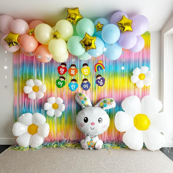 어린이날 풍선세트 데이지 포토존 졸업 입학 행사장 장식 파스텔 무지개 벌룬클라우드 2403