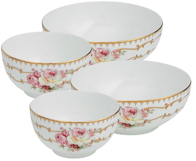 한국도자기 본차이나 로즈클라라 2인 공기대접세트(공기2P+대접2P), 공기대접세트 (공기2P/대접2P), 1개