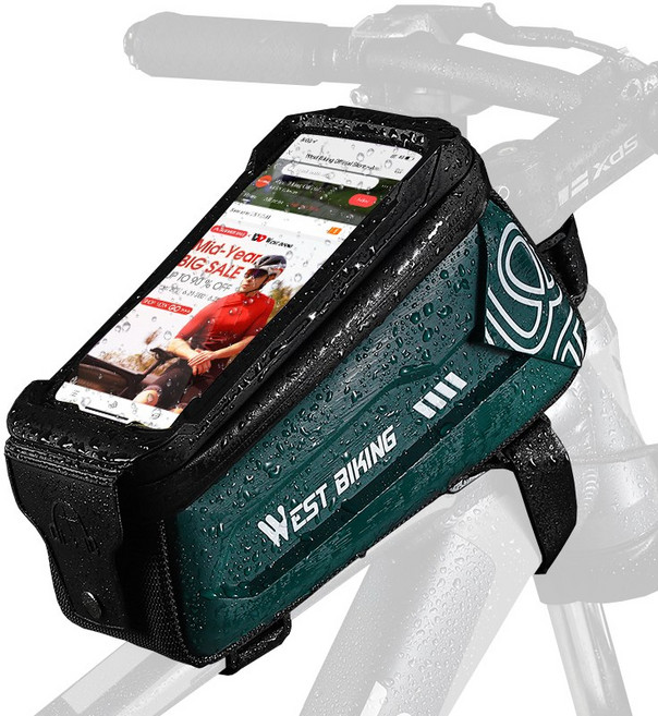 시그니처베이지 웨스트바이킹 자전거 프레임 핸드폰 거치대 가방 YPZ275, 다크 그린, 1개