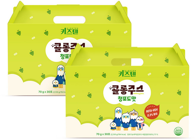키즈텐 콜롱주스 청포도맛, 60개, 70ml
