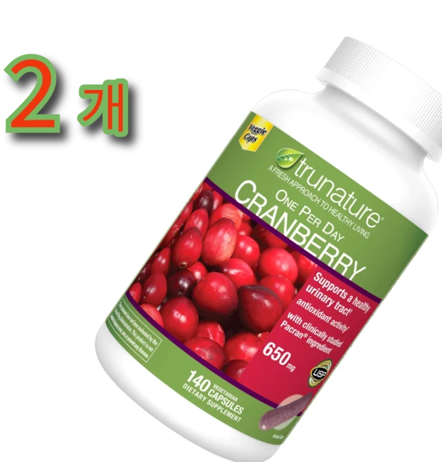 TruNature Cranberry 트루네이쳐 원 퍼 데이 크렌베리 650mg, 2개, 140정 - 쿠팡