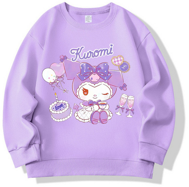 XCAO 시나모롤 여아 맨투맨 산리오 2025년 봄가을 스타일 아동 캐릭터 와이드 캐주얼 아동복