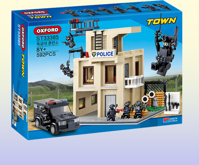 옥스포드 타운 특공대 경찰 훈련소 장난감 블럭 조립 놀이 장난감 ST33385, 1개, 혼합