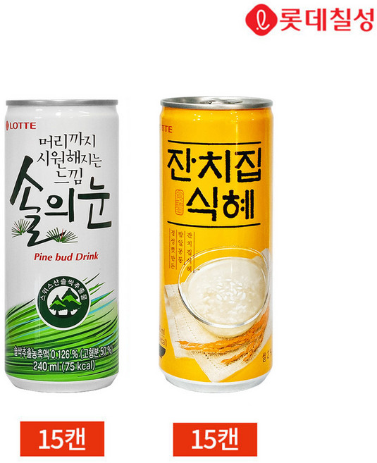 롯데칠성 솔의눈 잔치집 식혜 2종 30캔 세트, 240ml, 1개