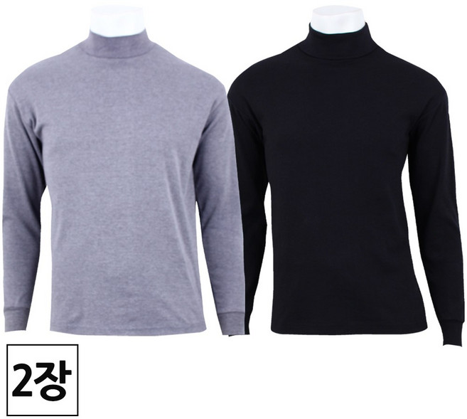 2장 [더맨월드] 가을 겨울 남자 MW 100% 순면 기본 목티 _ 남성용 긴목/반목 스판 티셔츠 Made in KOREA 국내제작 M1233
