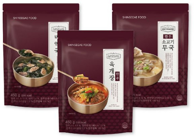 신세계푸드 호텔컬렉션 한우 국탕류 3종세트 총 6개 미역국 육개장 소고기무국, 한우소고기무국 3 +한우미역국 3, 450g, 1개