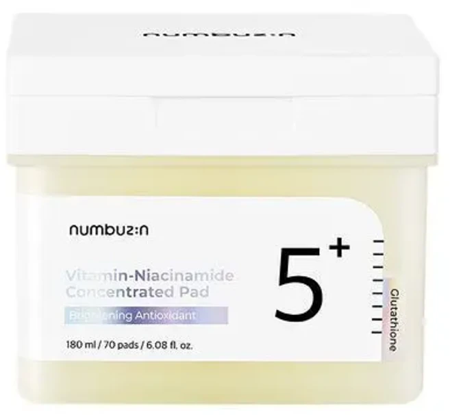 numbuzin No.5 維生素菸鹼醯胺集中護理棉片 提亮膚色 改善肌膚紋理, 1個, 70片