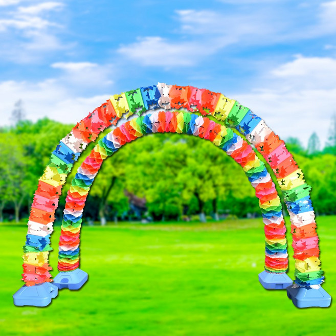 플라스틱무지개가랜드 사각 원형 매장 아치 입구 장식, 선택03-아치폴대물통세트