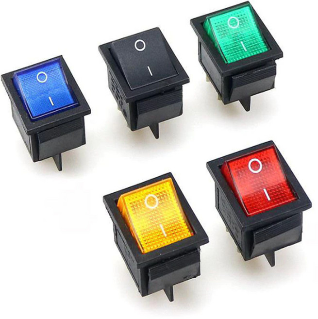 4핀스위치 KCD4 로커 스위치 온 오프 전등 캡 전기, 6핀그린 GD24135, 1개