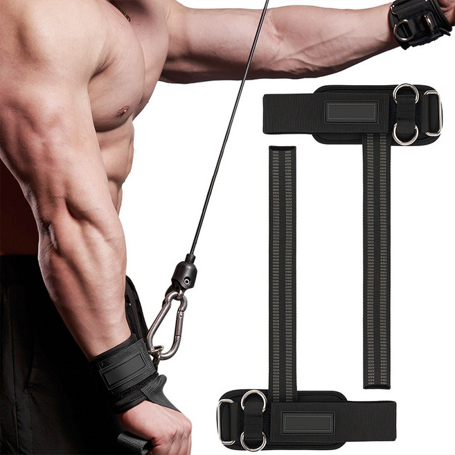 헬스스트랩 헬스장 전용 역도 손목 밴드 D링 미끄럼 방지 밴드, 1개, 검은색