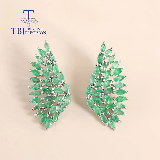 100% 천연 잠비아 에메랄드 걸쇠 귀걸이 5ct 녹색 원석 고급 주얼리 여성용 925 실버 신제품, 01 emerald earrings