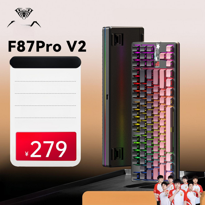 독거미 F87 화이트 키보드 기계식AULA 그레이 키캡+그레이V4축 하우징 Pro 아우라, 기본 모델명/품번, Pro V2 핑크 사이드 라떼 12000mAh