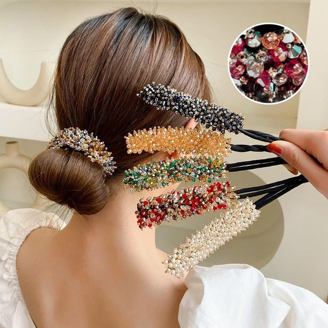 [HANNAL] 와이어 당고머리 큐빅 머리끈