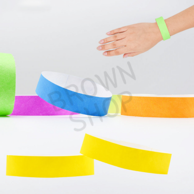 박람회 입장권팔찌 공연 콘서트 종이입장밴드 행사 손목티켓 띠, 형광그린