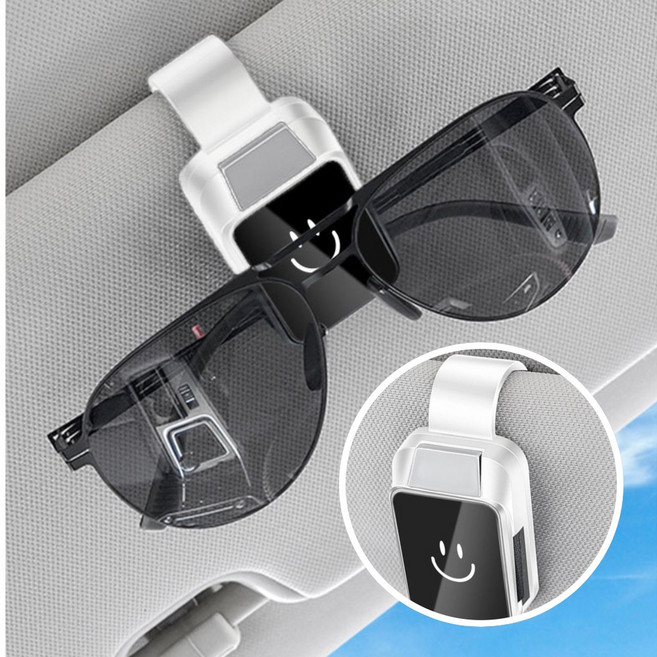 그루폴 간편한 선글라스거치대 차량 썬바이저 원터치, 1개, 퓨어화이트