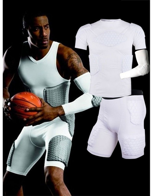 농구가슴보호대 럭비 전신보호대 가드 가슴조끼 충돌방지 흉골 패드 블랙 팔보호대 M, 5. 블랙 7부 바지