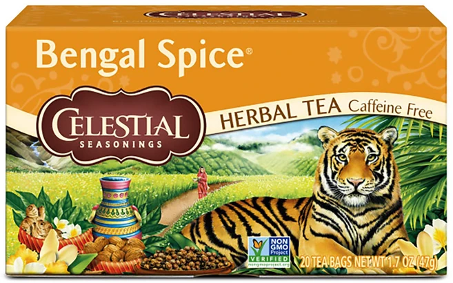 셀레셜시즈닝스 벵갈 스파이스 허벌 티 무카페인 무지방 무설탕 20개입, 47g, 1개 - 쿠팡