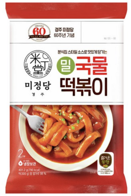 CJ 즐거운동행 미정당 밀 국물 떡볶이, 9개, 401.2g