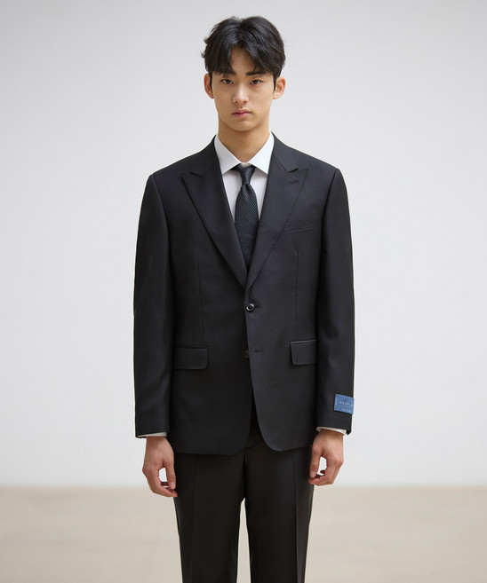 [STCO] 남성 사계절 ITALY GUABELLO 울 130수 피크드라펠 수트 세트 클래식핏 블랙