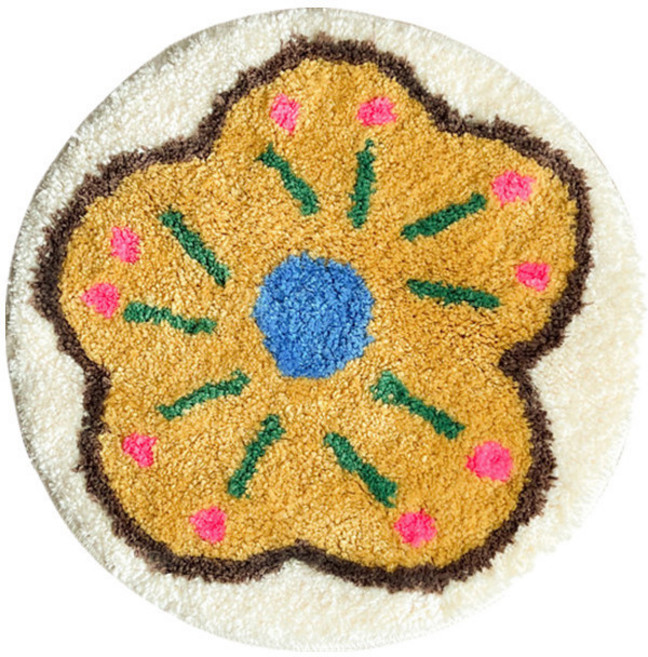 해피유통 유아 아동용 귀여운 캐릭터 원형 방석 소프트 플러시 체크 무늬 좌석 쿠션 사계절 사용 가능, 40*40센티미터., 2