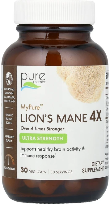 Pure Essence MyPure™ Lion's Mane 4X Ultra Strength 30 Vegi-Caps, 30정, 1개 - 쿠팡