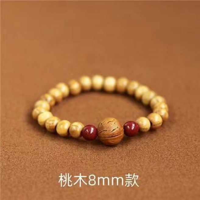 文玩手串 桃木手串 硃砂桃核 本命年男女木質佛珠手鍊 中國風手飾