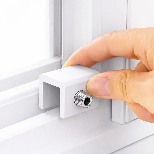 창문 샷시 잠금장치 방충망 고정 추락 열림방지 베란다 방범 스토퍼 1구, 화이트, 1개
