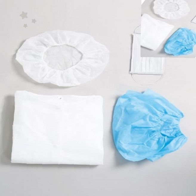 병원 식품 공장 매장 방문 고객 위생 관리 부직포 가운 모자 신발 커버 세트, 1개, 상세페이지 참조