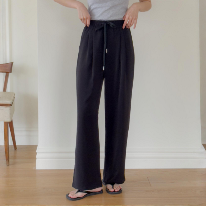 스트릿뮤즈 여성 핀턱 밴딩 슬랙스 팬츠 일자 바지