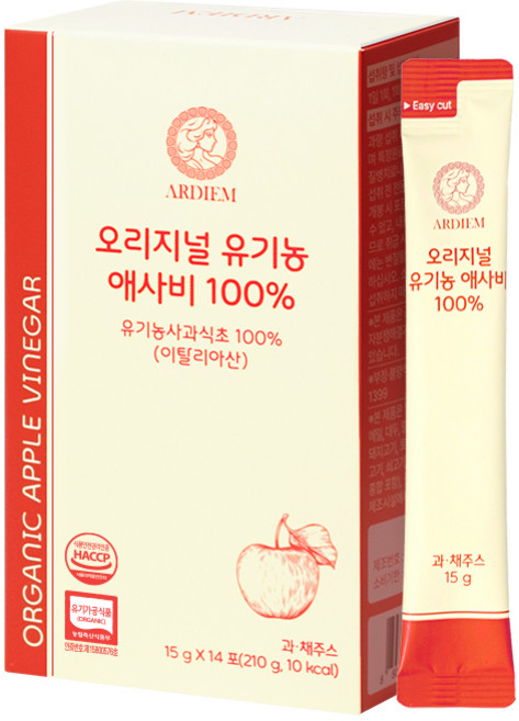 아르디엠 오리지널 유기농 애사비 100% 애플사이다비니거 스틱 14회분, 1개, 210ml