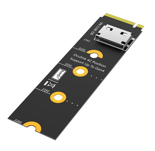 M.2 NVMe - Oculink EGPU 라이저 카드 NVMe 키 M - SFF-8611/8612 어댑터 PCI-E 4.0 X4 - OcuLink SFF-8612 4i 어댑터, 검은색