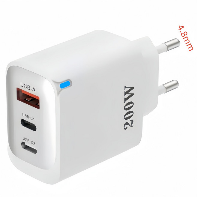 200W 초고속멀티충전기3포트 USB+2PD type-c, 1개, 화이트