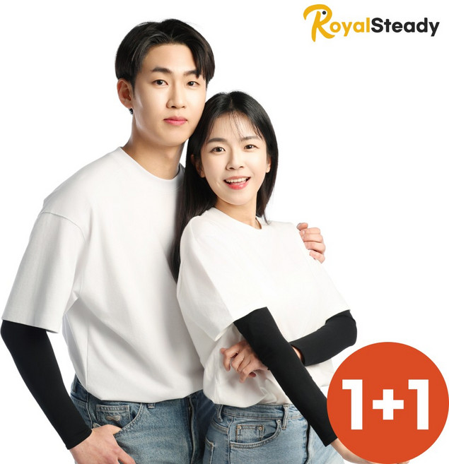 로열스테디 슬림핏 UV 자외선차단 쿨 팔토시, 2세트, 블랙+블랙
