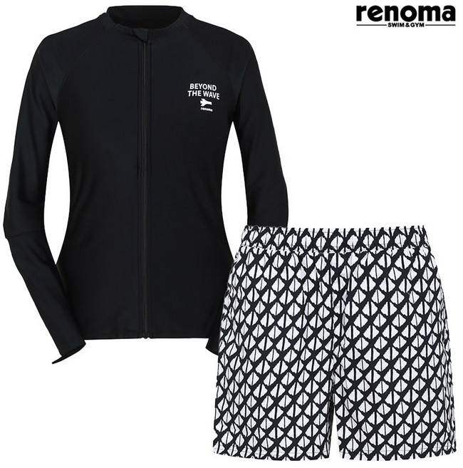 레노마수영복 여성 인컵 집업 래쉬가드세트 (RN-LS2F707_BK)